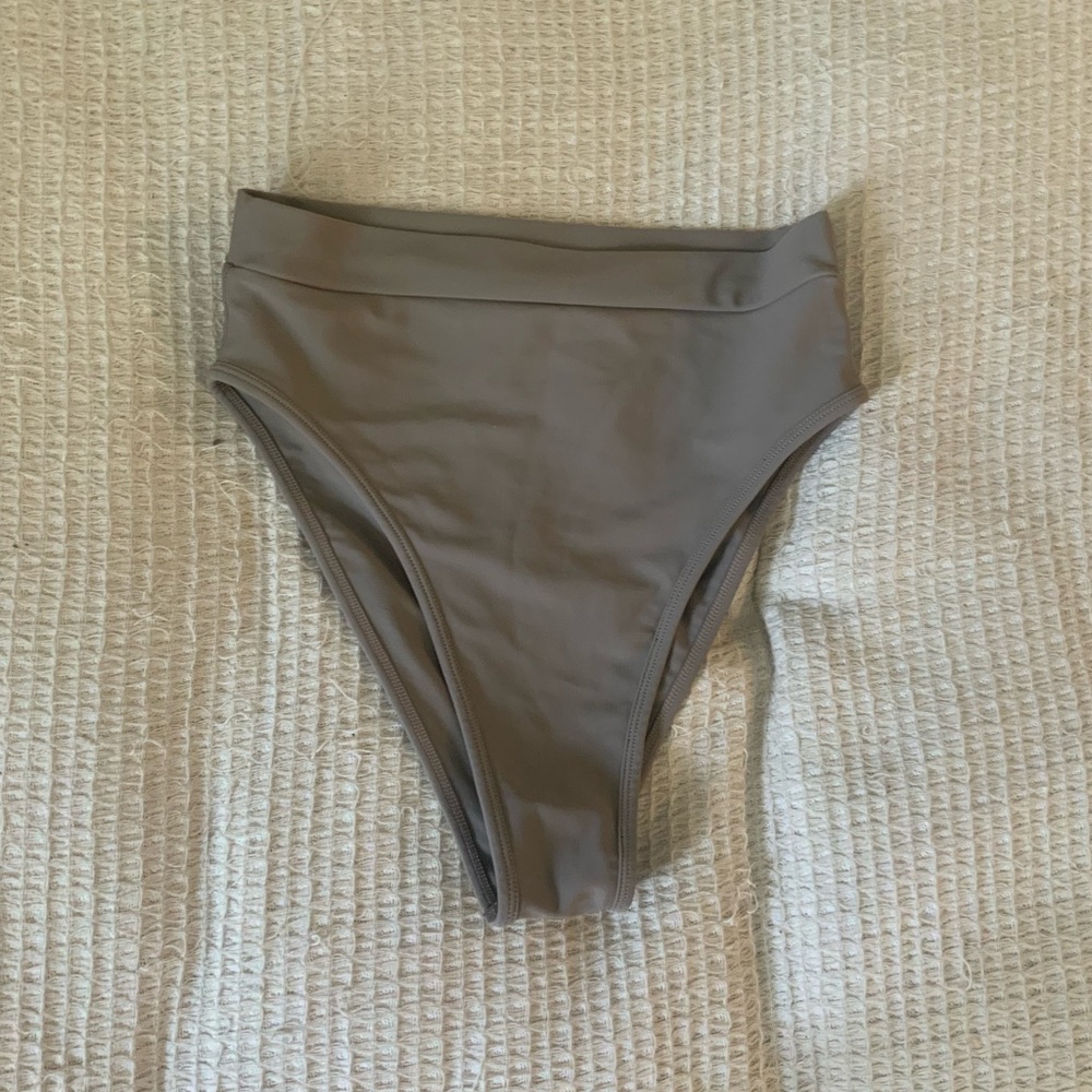 Revolve x Tan Lines Khaki High Waisted Bikini Bottoms Swimwear Full Coverage
